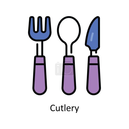 Illustration for Cutlery Vector Fill outline Icon Design illustration. Travel and Hotel Symbol on White background EPS 10 File - Royalty Free Image