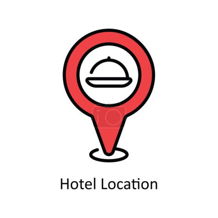 Illustration for Hotel Location Vector Fill outline Icon Design illustration. Travel and Hotel Symbol on White background EPS 10 File - Royalty Free Image