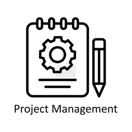 Projektmanagement-Vektorumriss Icon Design Illustration. Creative Process Symbol auf weißem Hintergrund EPS 10 File