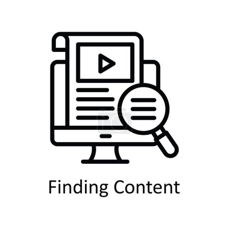 Illustration for Finding Content vector outline Icon Design illustration. Educational Technology Symbol on White background EPS 10 File - Royalty Free Image