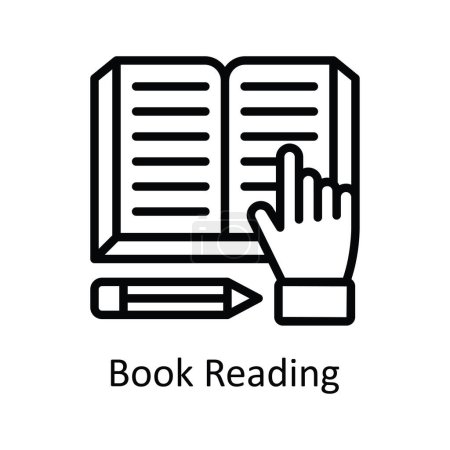 Book Reading vector outline Icon Design illustration. Educational Technology Symbol on White background EPS 10 File