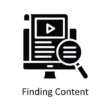 Illustration for Finding Content vector solid Icon Design illustration. Educational Technology Symbol on White background EPS 10 File - Royalty Free Image