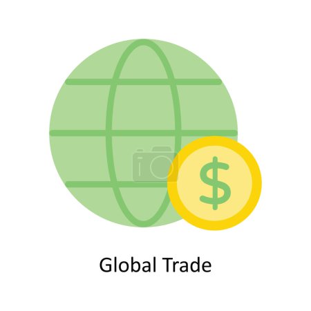 Téléchargez les illustrations : Global Trade vecteur plat Icône Illustration de conception. - en licence libre de droit