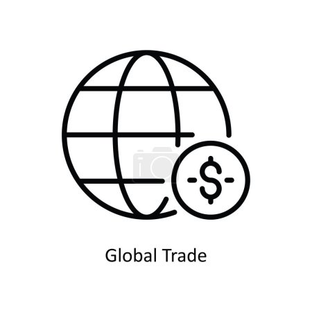 Illustration for Global Trade vector outline Icon Design illustration. Bank Symbol on White background EPS 10 File - Royalty Free Image