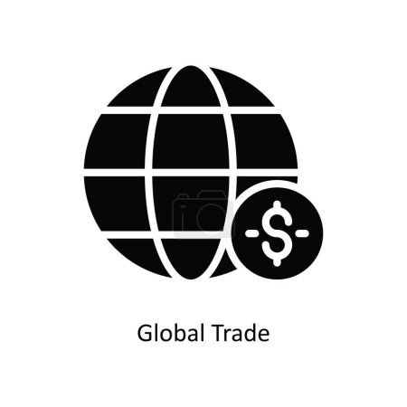 Illustration for Global Trade vector solid Icon Design illustration. Bank Symbol on White background EPS 10 File - Royalty Free Image