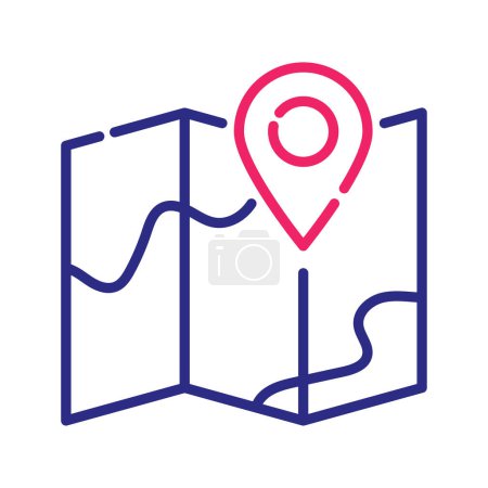 Illustration for Map vector Two color outline icon style illustration. EPS 10 file - Royalty Free Image