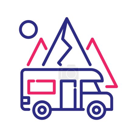 Illustration for Rv park vector Two color outline icon style illustration. EPS 10 file - Royalty Free Image
