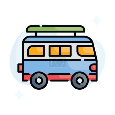 Illustration for Caravan vector Filled outline with background icon style illustration. EPS 10 file - Royalty Free Image
