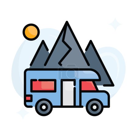 Illustration for Rv park vector Filled outline with background icon style illustration. EPS 10 file - Royalty Free Image