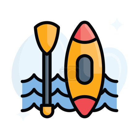 Ilustración de Vector de canoa Esquema rellenado con ilustración de estilo icono de fondo. Archivo EPS 10 - Imagen libre de derechos