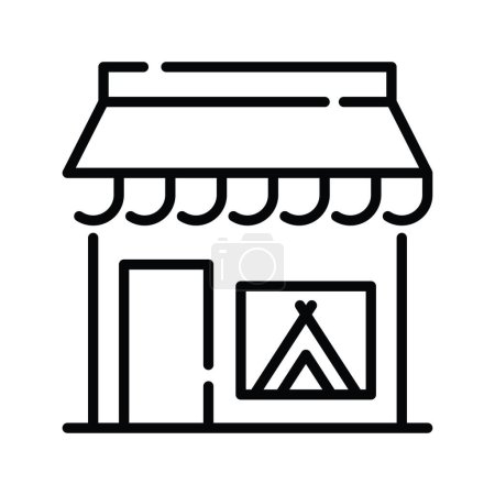 Illustration for Camping Store vector outline icon style illustration. EPS 10 file - Royalty Free Image