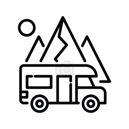 Illustration for Rv park vector outline icon style illustration. EPS 10 file - Royalty Free Image