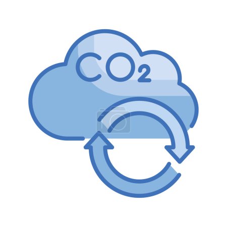 Téléchargez les illustrations : Vecteur cycle carbone Illustration de style icône série bleue. Fichier EPS 10 - en licence libre de droit