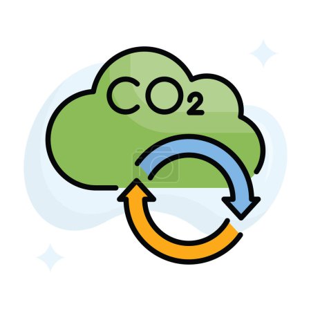 Illustration for Carbon cycle vector Filled outline icon style illustration. EPS 10 file - Royalty Free Image