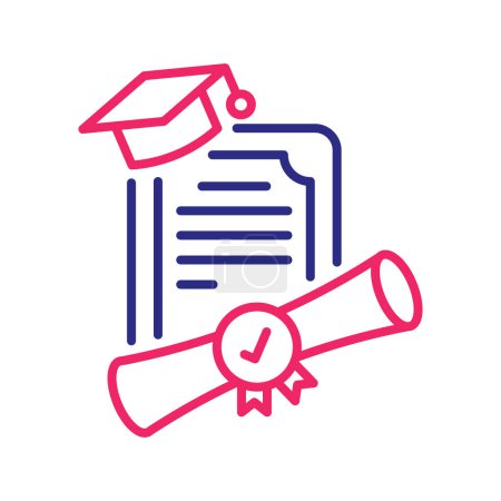 Illustration for Dual degree vector Two color lines icon style illustration. EPS 10 file - Royalty Free Image