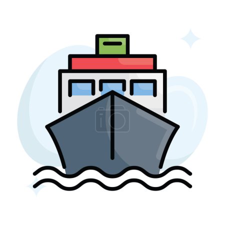 Téléchargez les illustrations : Ship vector Illustration de style icône de contour remplie. Fichier Eps 10 - en licence libre de droit