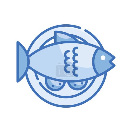 Téléchargez les illustrations : Fish Food vecteur bleu série Icône illustration de conception. Symbole vétérinaire sur fond blanc Fichier EPS 10 - en licence libre de droit