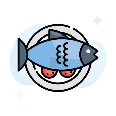 Téléchargez les illustrations : Fish Food Vector Fill aperçu Icône Illustration de conception. Symbole vétérinaire sur fond blanc Fichier EPS 10 - en licence libre de droit