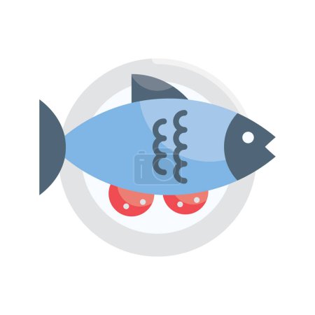 Téléchargez les illustrations : Fish Food Vector Flat Icon Illustration de conception. Symbole vétérinaire sur fond blanc Fichier EPS 10 - en licence libre de droit