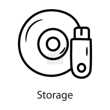 Illustration for Storage vector outline icon Design illustration. Data Symbol on White background EPS 10 File - Royalty Free Image