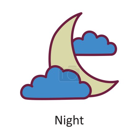 Illustration for Night vector Filled outline Icon Design illustration. Halloween Symbol on White background EPS 10 File - Royalty Free Image