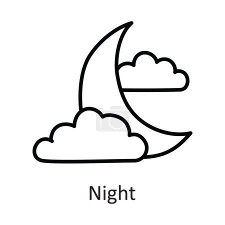 Illustration for Night vector outline Icon Design illustration. Halloween Symbol on White background EPS 10 File - Royalty Free Image