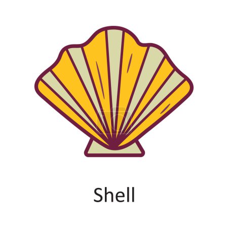 Illustration for Shell vector Filled outline  Icon Design illustration. Holiday Symbol on White background EPS 10 File - Royalty Free Image