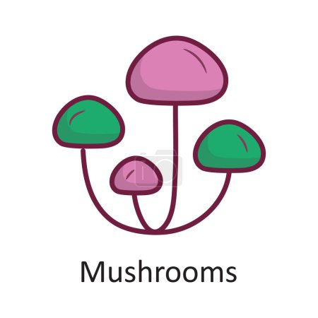 Illustration for Mushrooms vector Filled outline Icon Design illustration. Nature Symbol on White background EPS 10 File - Royalty Free Image