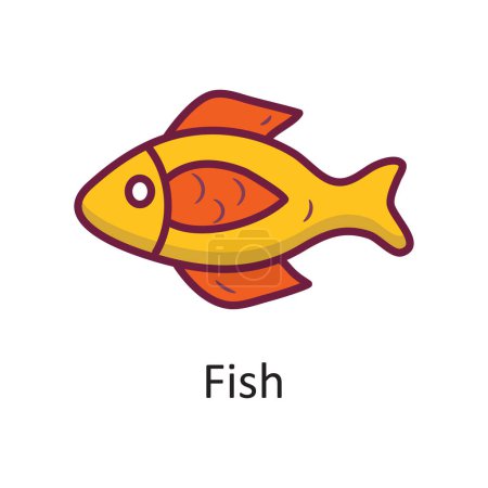 Téléchargez les illustrations : Vecteur de poisson contour rempli Icône Illustration de conception. Symbole Nature sur fond blanc Fichier EPS 10 - en licence libre de droit