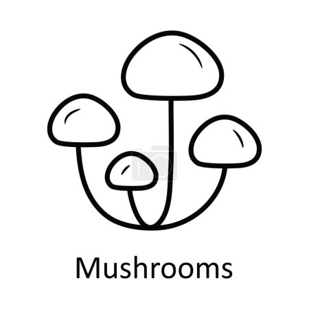 Illustration for Mushrooms vector outline Icon Design illustration. Nature Symbol on White background EPS 10 File - Royalty Free Image