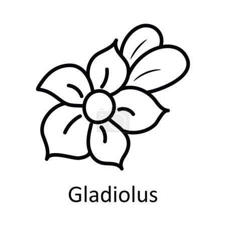 Illustration for Gladiolus vector outline Icon Design illustration. Nature Symbol on White background EPS 10 File - Royalty Free Image