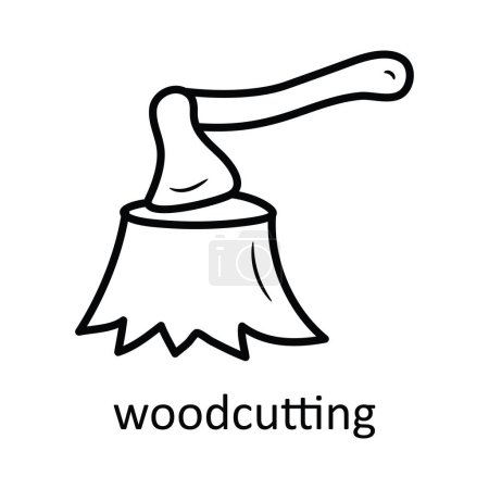 Illustration for Woodcutting vector outline Icon Design illustration. Nature Symbol on White background EPS 10 File - Royalty Free Image