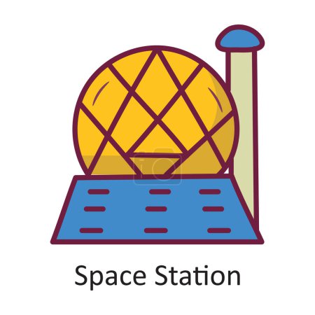 Ilustración de Space Station Vector Esquema rellenado Icono Ilustración de diseño. Símbolo de espacio sobre fondo blanco Archivo EPS 10 - Imagen libre de derechos