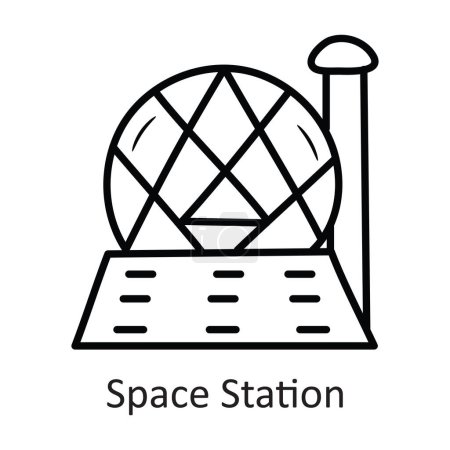 Ilustración de Ilustración de diseño de iconos de esquema vectorial de la estación espacial. Símbolo de espacio sobre fondo blanco Archivo EPS 10 - Imagen libre de derechos
