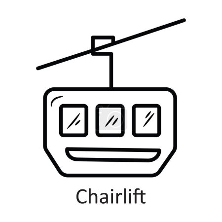 Illustration for Chairlift Vector Outline Icon Design illustration. Travel Symbol on White background EPS 10 File - Royalty Free Image
