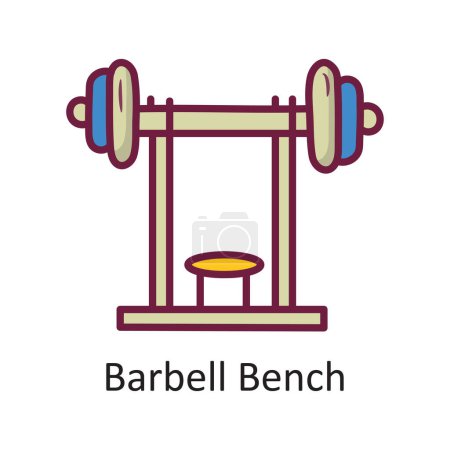 Illustration for Barbell Bench Vector Filled outline Icon Design illustration. Workout Symbol on White background EPS 10 File - Royalty Free Image