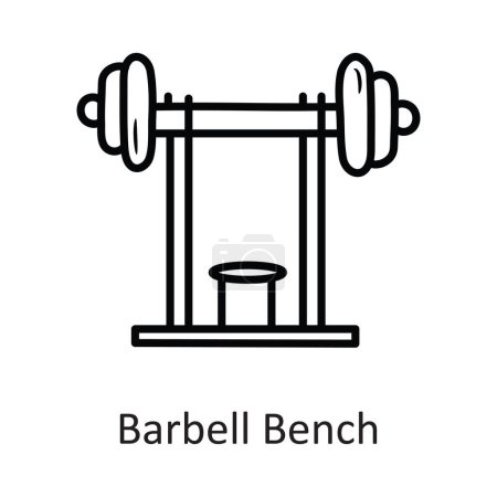 Illustration for Barbell Bench Vector outline Icon Design illustration. Workout Symbol on White background EPS 10 File - Royalty Free Image