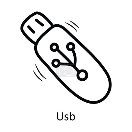 Téléchargez les illustrations : Schéma vectoriel USB Icône Illustration de conception. Symbole de divertissement sur fond blanc Fichier EPS 10 - en licence libre de droit