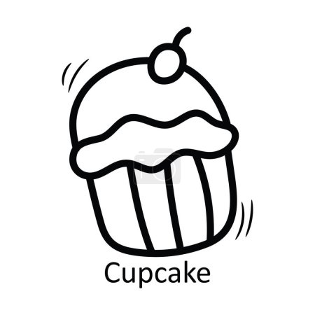 Téléchargez les illustrations : Cupcake contour vectoriel Icône Illustration de conception. Symbole des aliments et boissons sur fond blanc Fichier EPS 10 - en licence libre de droit