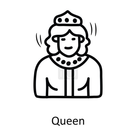 Téléchargez les illustrations : Illustration Queen Vector Outline Icon Design. Symbole médiéval sur fond blanc Fichier EPS 10 - en licence libre de droit