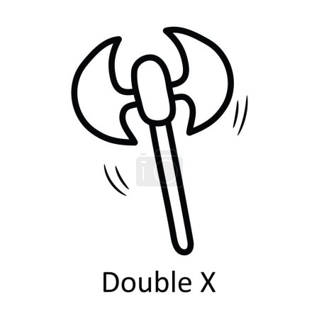 Téléchargez les illustrations : Double X Vector Outline Icon Illustration de conception. Symbole médiéval sur fond blanc Fichier EPS 10 - en licence libre de droit