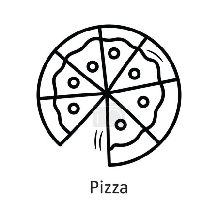 Pizza-Vektorumriss Icon Design Illustration. Neujahrssymbol auf weißem Hintergrund EPS 10 File