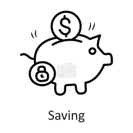 Illustration for Saving vector outline Icon Design illustration. Security Symbol on White background EPS 10 File - Royalty Free Image