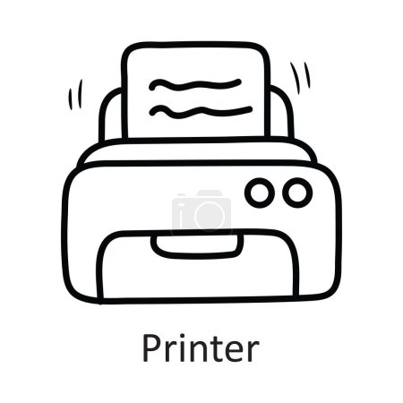 Esquema de vector de impresora Icono Ilustración de diseño. Símbolo de papelería sobre fondo blanco Archivo EPS 10