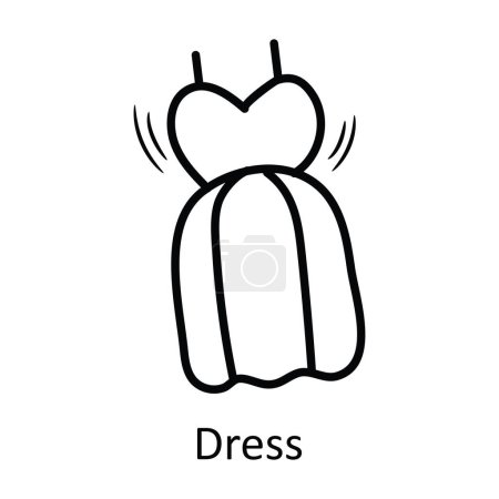 Illustration for Dress vector outline hand draw Icon design illustration. Valentine Symbol on White background EPS 10 File - Royalty Free Image