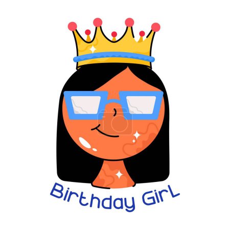 Ilustración de Birthday Girl doodle vector Pegatinas de colores. Archivo EPS 10 - Imagen libre de derechos