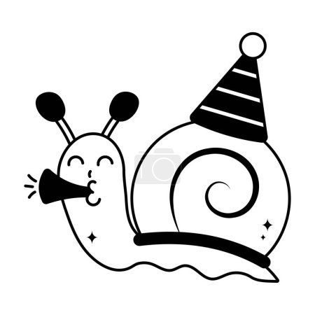 Illustration for Snail doodle vector Solid Stickers . EPS 10 file - Royalty Free Image