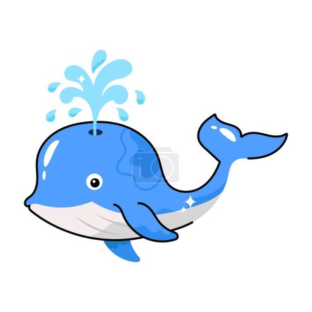 Ilustración de Etiqueta engomada colorida del vector de garabato de ballena. Archivo EPS 10 - Imagen libre de derechos