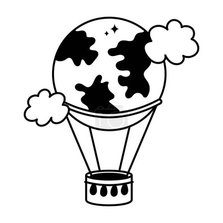 Ilustración de Etiqueta engomada sólida del vector del garabato del globo del aire caliente. Archivo EPS 10 - Imagen libre de derechos