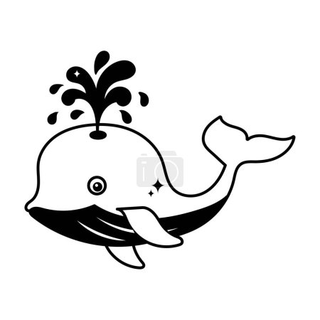 Ilustración de Etiqueta engomada sólida del vector de garabato de ballena. Archivo EPS 10 - Imagen libre de derechos